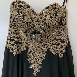 Formal Black & Gold Dress -Medium
